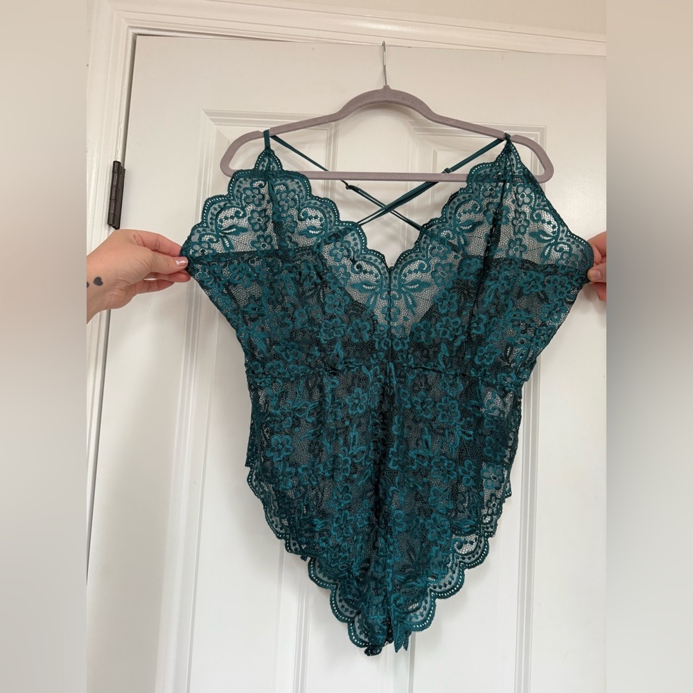 Stylish Teal Lace Bodysuit
